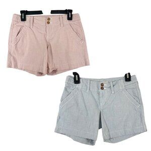Lot of 2 Old Navy Chino Shorts Casual Nautical Preppy Pink & Blue - Size 2